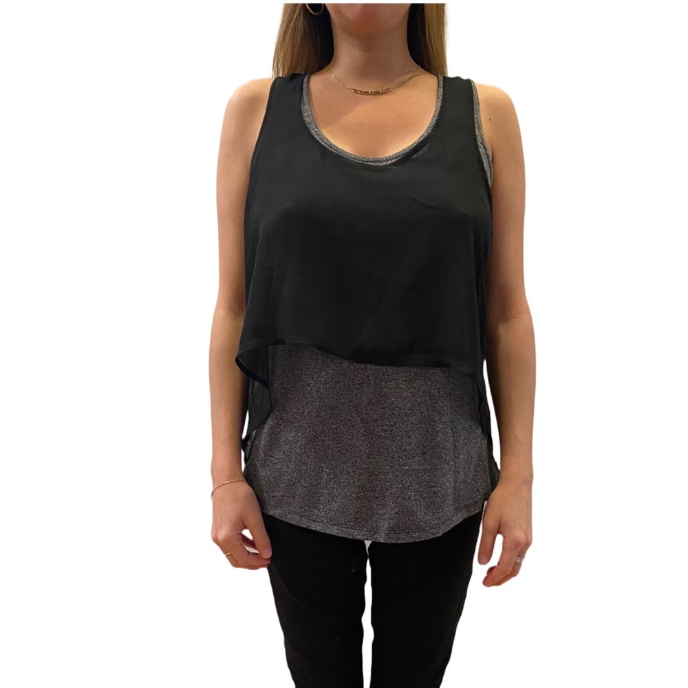 Gray and sheer Black Tank